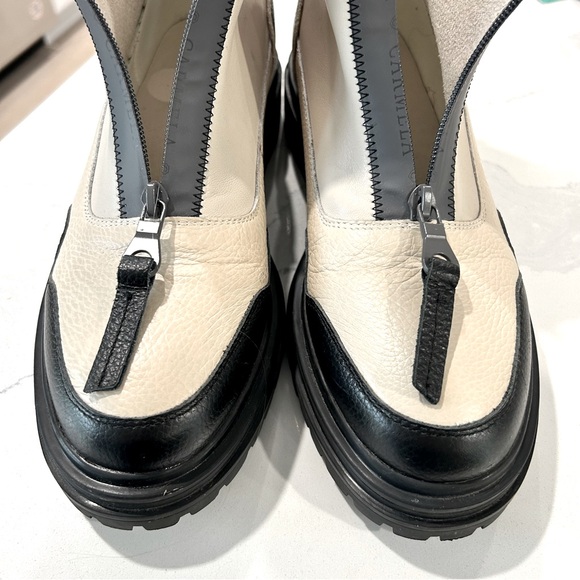 Off-White Leather Lug Sole Zipper Ankle Boots - Picture 9 of 15